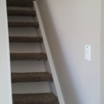 This image shows standard open riser steps. Carpet on steps optional.